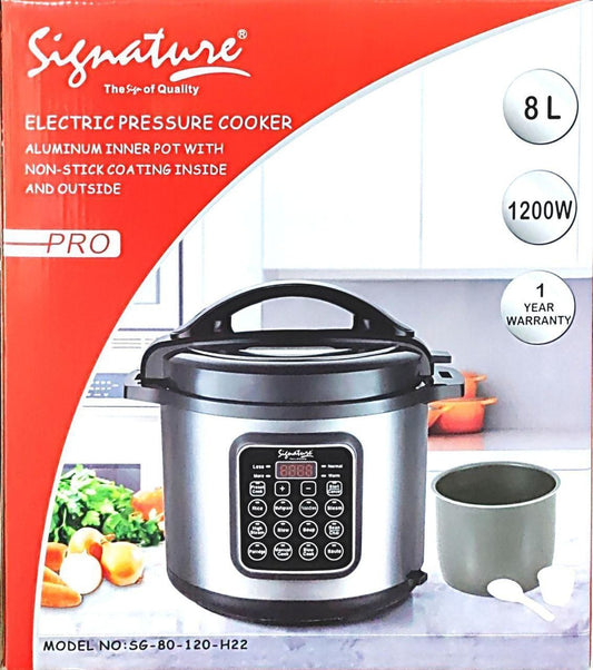Signature Electric Pressure Cooker With Pre Programmed Menu and Non-Stick Pot