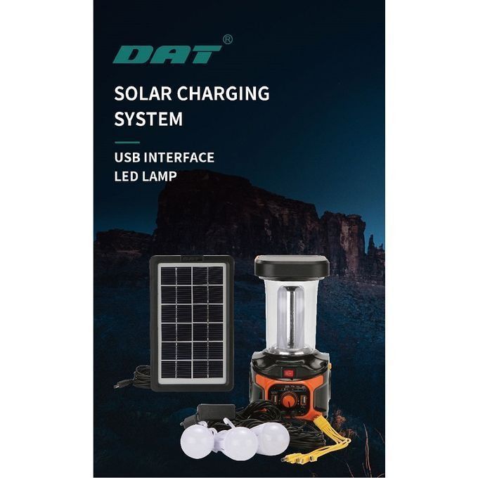 DAT Portable Home Solar Lighting System Kits With Radio + 3 BULBS + Bright light