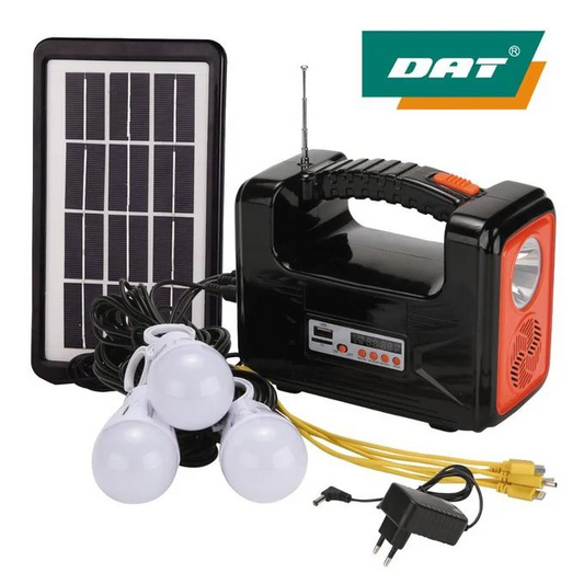 DAT Portable Home Solar Lighting System Kits With Radio + 3 BULBS