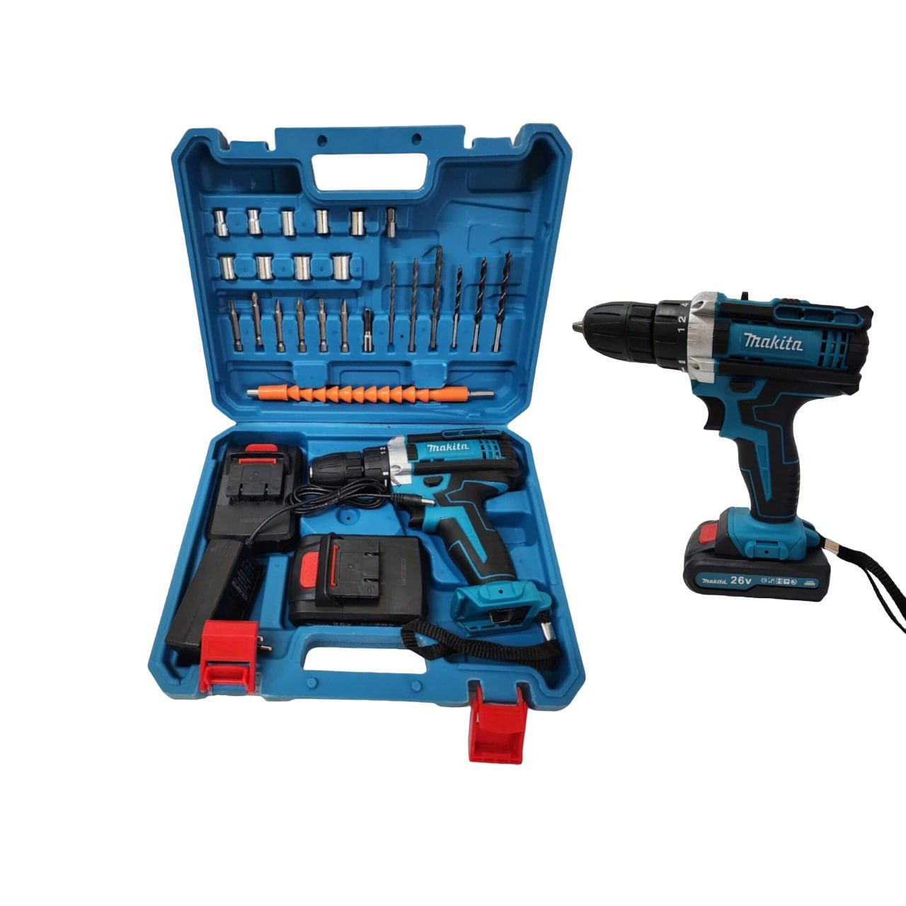 Makita Impact Drill Cordless 26 Volts Tool Set Kit - 108 PCs Set