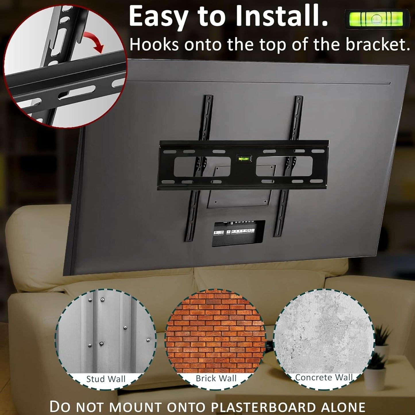 Heavy Duty TV Wall Bracket Mount with Built In Spirit Level for 14-43 Inch TV and Monitor + 4 Way Extension & TV Guard