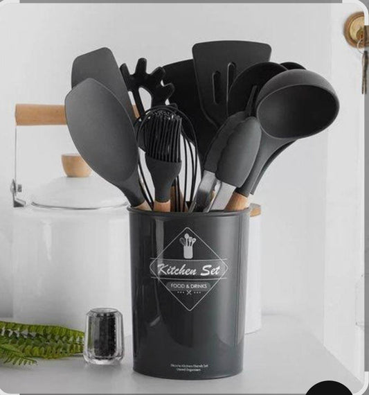 12 PCs nonstick silicon cooking/serving spoon set