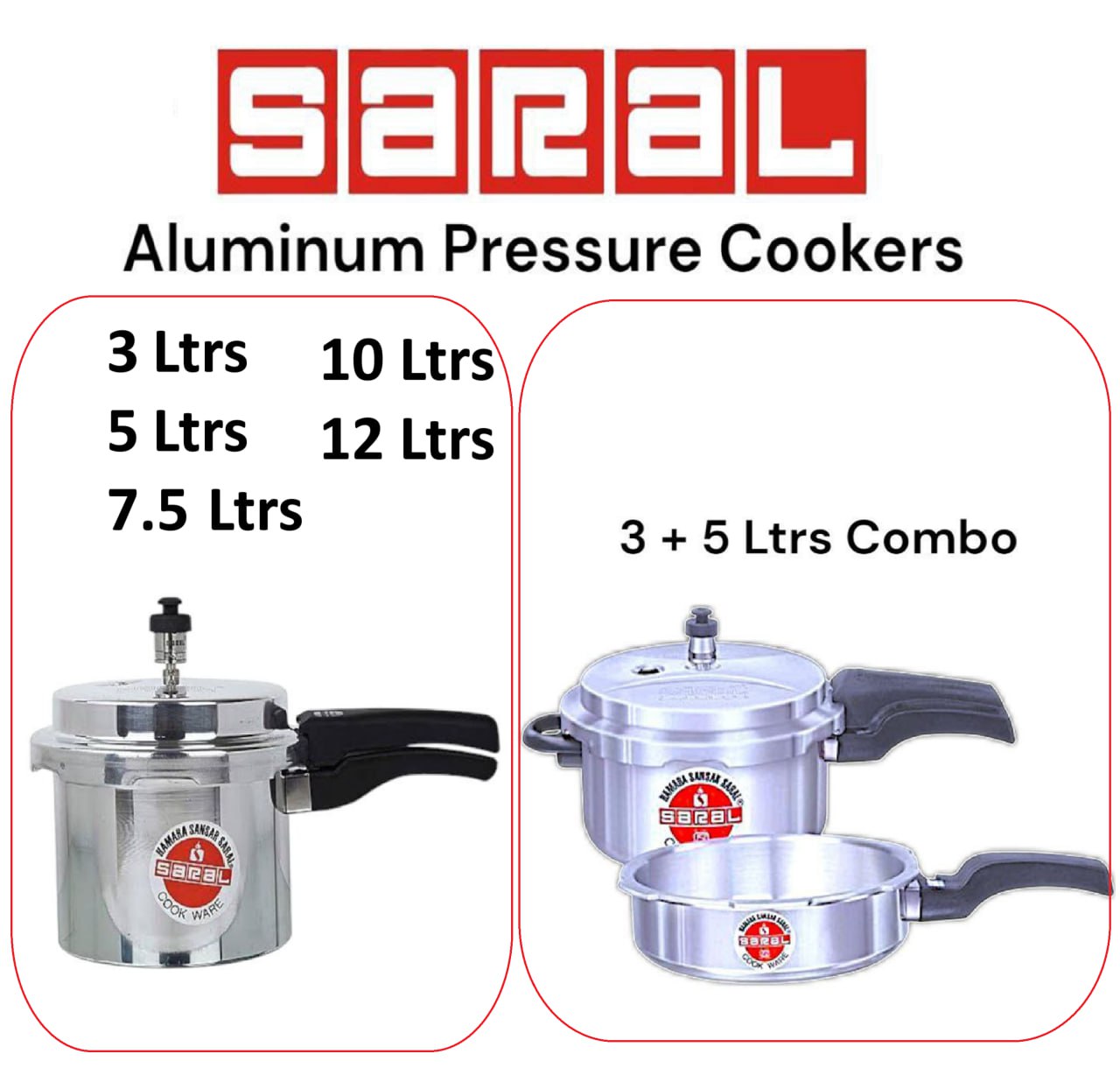 Alminium Saral / Signature Heavy Pressure Cooker with Explosion Proof+ & Safety Valve