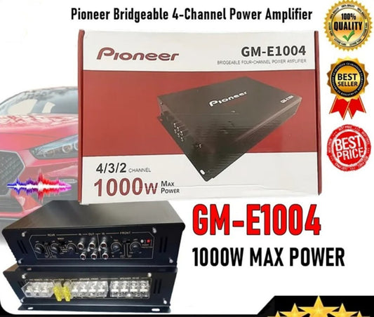 Pioneer GM-E1004 4-Channel Car Amplifier 1000W Max Heavy-Duty Car Power Amp with RCA Low/High Pass Filter 70W Output 10Hz–30kHz Frequency