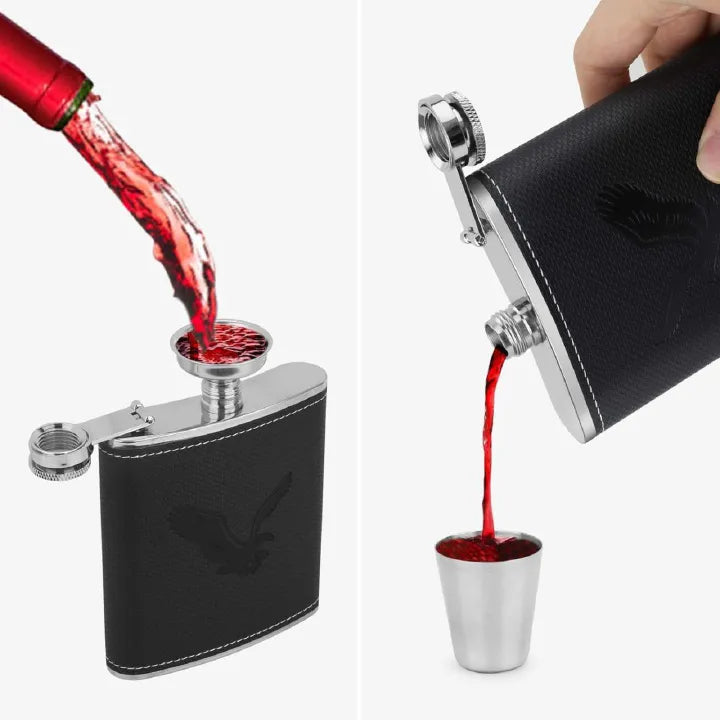 Hip whisky Flask / Bottle Leather Wrapped Stainless Steel 200mls Alcohol Flask Perfect for Men