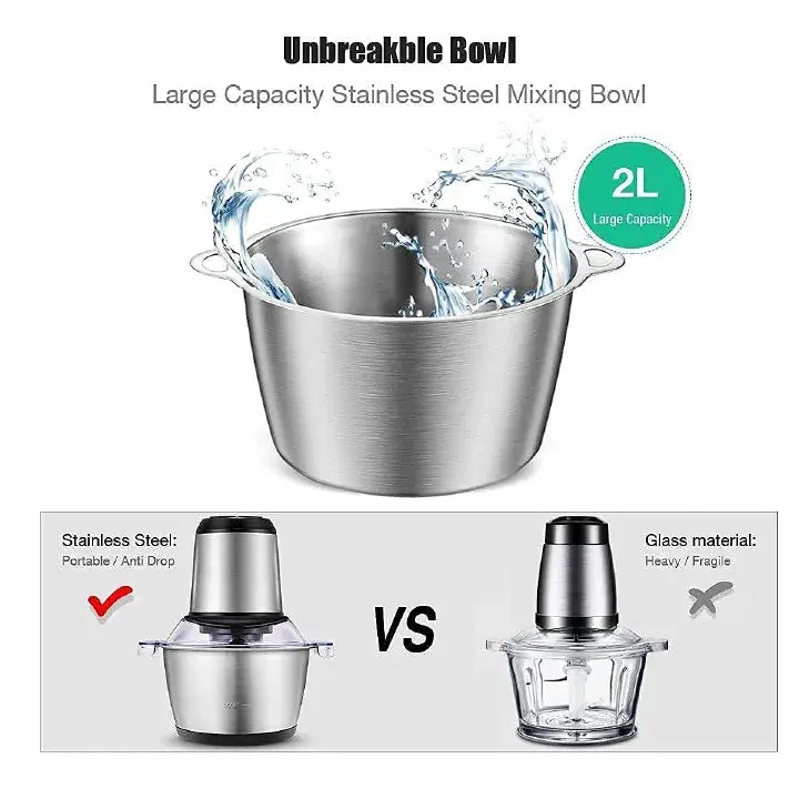Stainless Steel Electric Food Grinders with Bowl Heavy for Kitchen Food Chopping