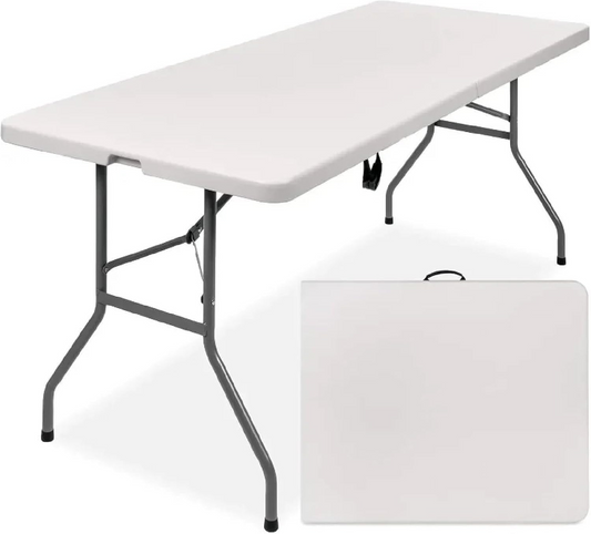 Foldable Multi-Functional Portable Long Table for Indoor Outdoor Camping Picnic Parties, Dining Party, Office, Wedding - 8 feet