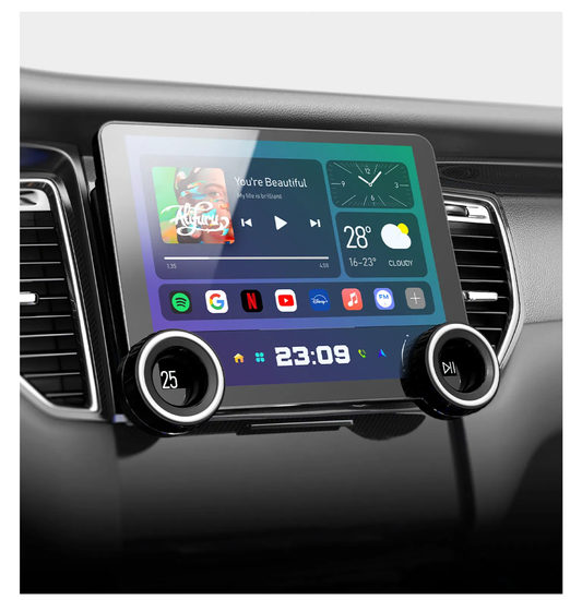 Dual Knob Car Android Stereo Music System AHD Car play (4GB + 64 GB) 10.1 Inches