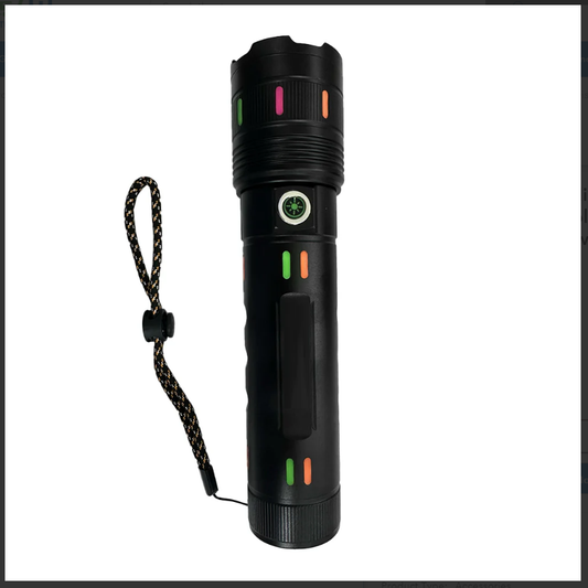 Premium Powerful Long Range Super Bright LED Flashlight / Torch with Zoom, USB, Type-C Port and 4 Light Modes