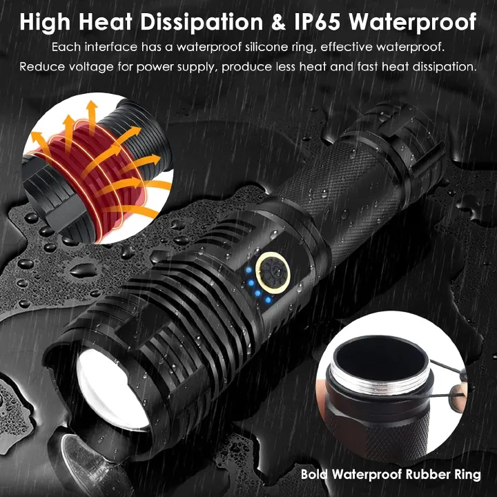 Rechargeable Super Bright Waterproof Spotlight Flashlight Torch
