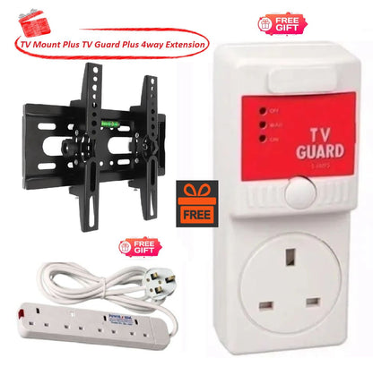 Heavy Duty TV Wall Bracket Mount with Built In Spirit Level for 14-43 Inch TV and Monitor + 4 Way Extension & TV Guard