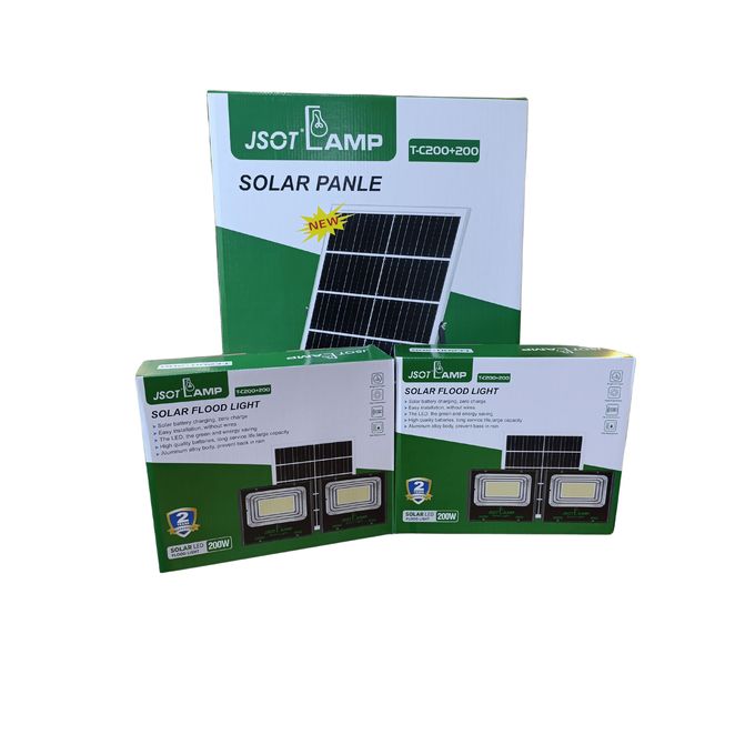 New 2-in-1 Solar Floodlight with sensor Automatic for on/off (2 Lights, 1 Solar Panel)