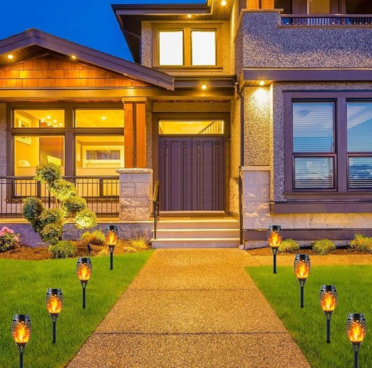 Solar Lights Outdoor Garden Flickering Flame Lights LED Warm Waterproof with Auto On/Off for Pathway