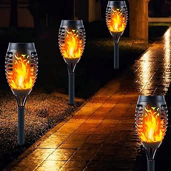 Solar Lights Outdoor Garden Flickering Flame Lights LED Warm Waterproof with Auto On/Off for Pathway