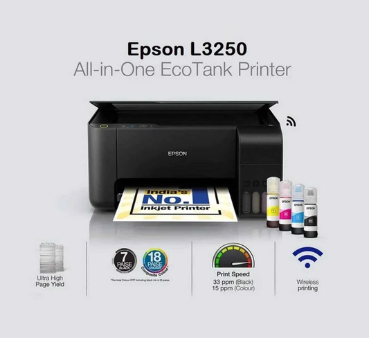 Epson EcoTank L3250 A4 Wireless Printer (All-in-One) - Print, Scan, Copy + 1 Year Warranty