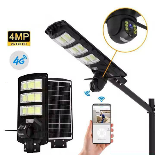 V380pro 2-in-1 4K Street Solar Powered Camera, CCTV with Motion Detection and Dual Lens 4G Network