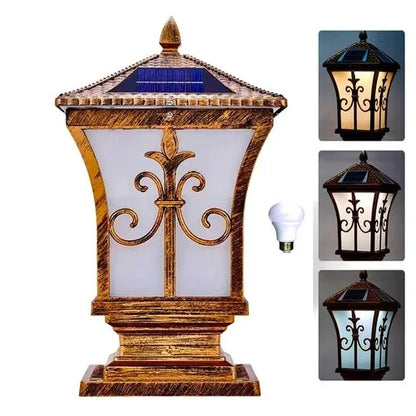 Solar Waterproof  Garden Lights, Pillar Head Light Outdoor LED Solar Wall Lamp for Outdoor Garden & Villa Light