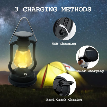 Solar Camping Lantern with Hand Crank for Camping Lights, Waterproof Portable Lamp
