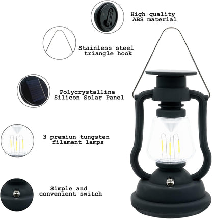 Solar Camping Lantern with Hand Crank for Camping Lights, Waterproof Portable Lamp