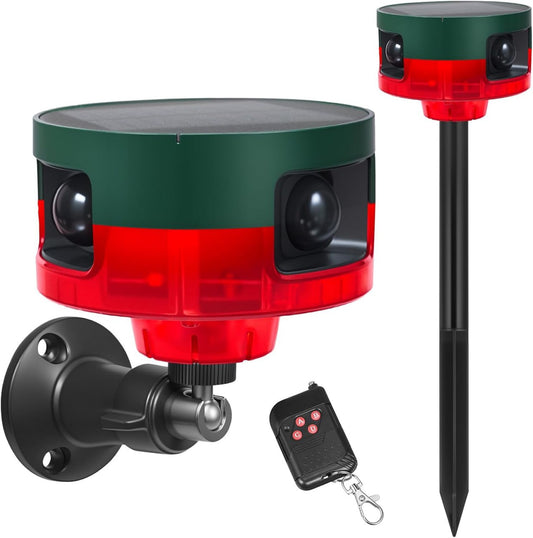 Solar Outdoor Motion Sensor Alarm - 360° Motion Detector Alarm - Complete Kit with USB Charging and Installation Tools