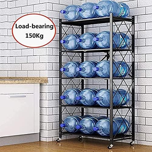 Metal Foldable Mobile Storage Shelving Unit, Rolling Utility Cart Storage Shelf Rack for Home Office Kitchen Bathroom