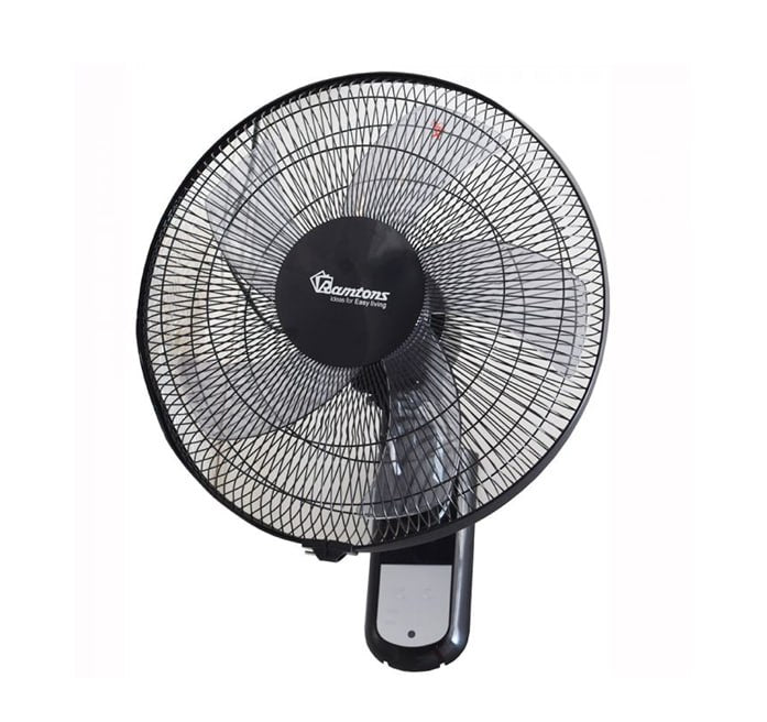 Ramtons 16″ Black Wall Fan with 3‑Speed with Remote RM/676