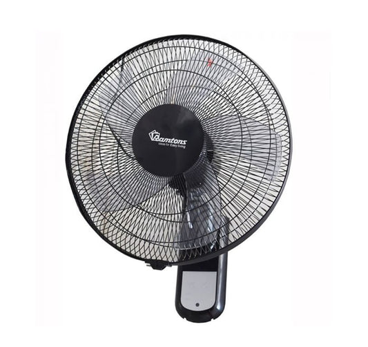 Ramtons 16″ Black Wall Fan with 3‑Speed with Remote RM/676