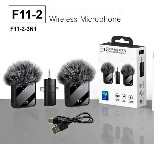 Wireless 3-in-1 Wireles Microphone System – Dual Lavalier Mics With Universal Transmitter