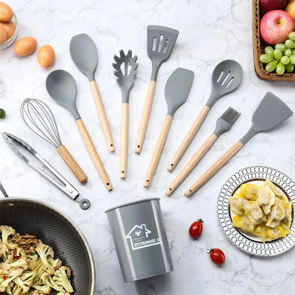 12 PCs nonstick silicon cooking/serving spoon set