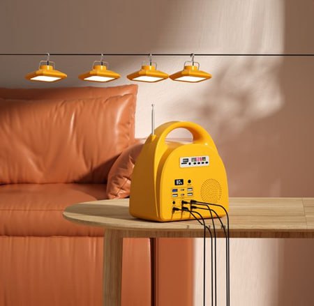 Solar Energy Storage System: 220V Emergency Power with 4 LED Bulbs for Home Lighting & High-Speed Phone Charging Solutions