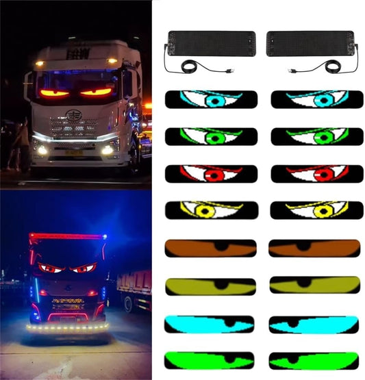 Colorful Eye Lamp Soft Screen for Car Windows, DIY Car Dynamic Led Smart Colorful Eye Lamp Soft Screen, Windshield Eyes Animated Led (2 Pack)