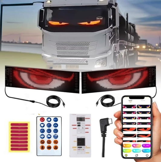 Colorful Eye Lamp Soft Screen for Car Windows, DIY Car Dynamic Led Smart Colorful Eye Lamp Soft Screen, Windshield Eyes Animated Led (2 Pack)