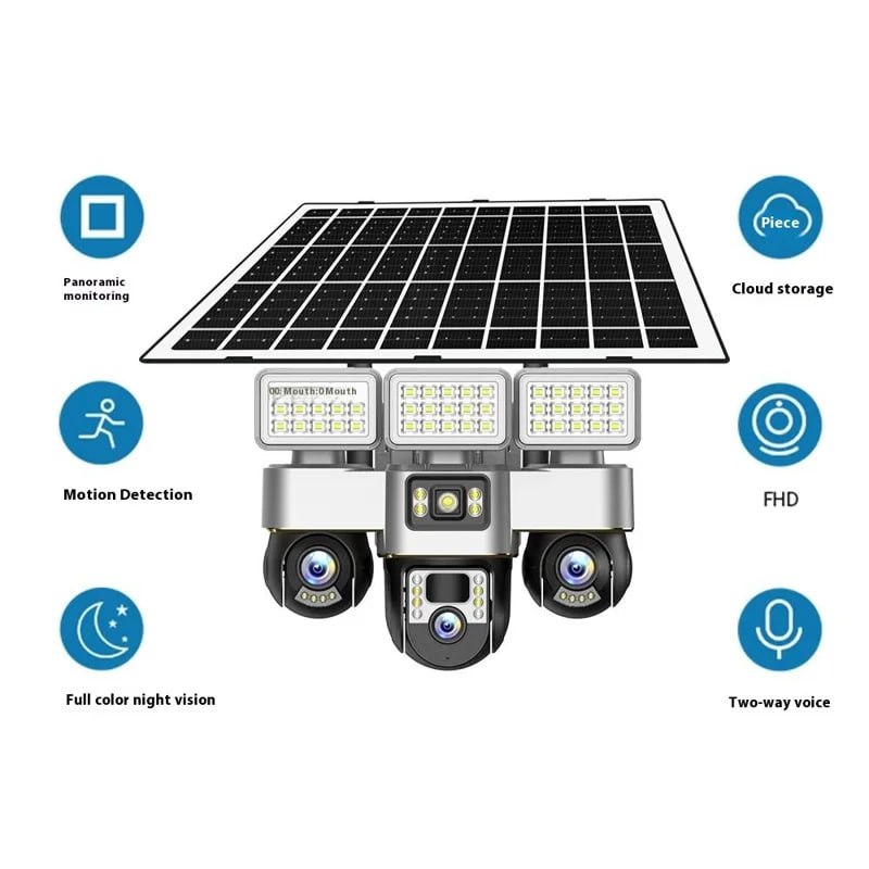 Triple Lens 4G Solar Outdoor Security Camera Solar Powered Surveillance System