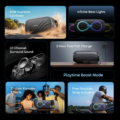 oraimo SpaceBox Pro 80W Karaoke - Support Wireless Speaker